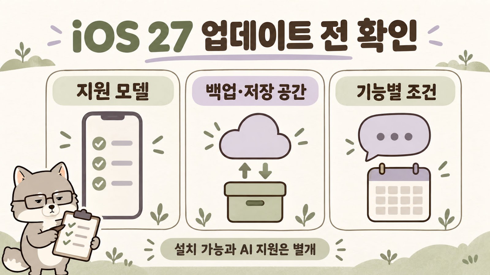 iOS 27 업데이트 전에 지원 모델, 백업과 저장 공간, 기능별 조건을 확인하는 세 단계